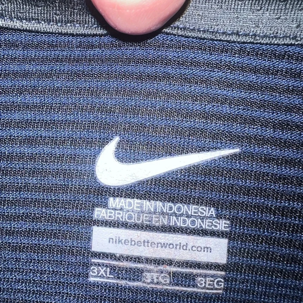 Nike Dri-Fit Polo Shirt Mens 3XL Tall (3XLT) Navy Striped Athletic Golf Casual